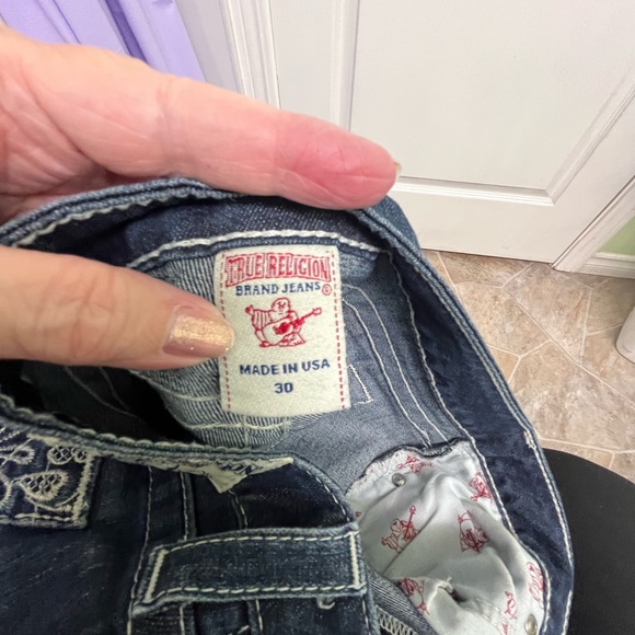 True Religion Women’s Blue Jeans Embroidered Pockets, Straight Leg Jeans Size 30 - Picture 9 of 12